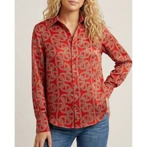 NEW ASTRID silky button up top in red link